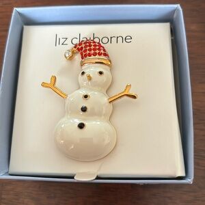 Vintage Liz Claiborne snowman brooch